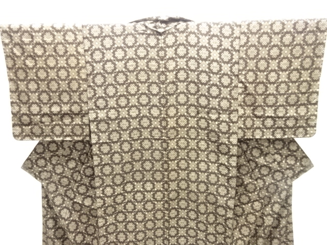  アンティーク　抽象模様織出し本場泥大島紬着物